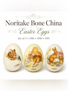 Noritake Vintage Easter Eggs Set of 3 Bone China Limited Edition 1984 1990 1993